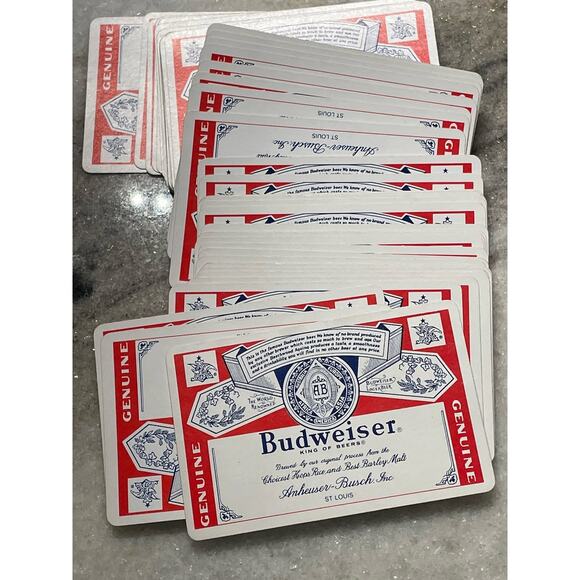 VINTAGE BUDWEISER® Beer Playing Cards Complete Set Coated USA Made - Picture 1 of 6